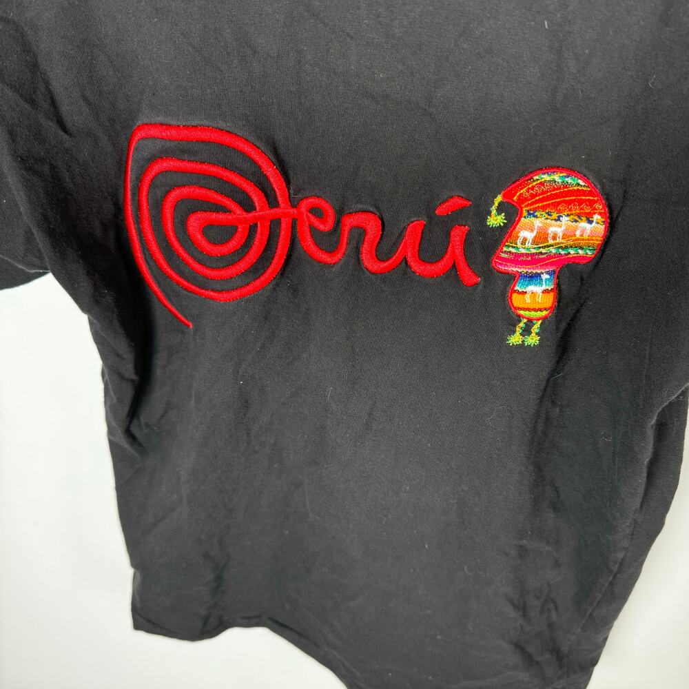 Peru Llama Peruvian Puerta Del Sol T-Shirt Alpaca Embroidered - Picture 2 of 8